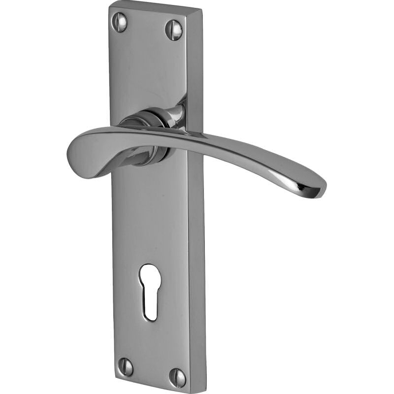 Sophia handle lever lock on long plate polished chrome